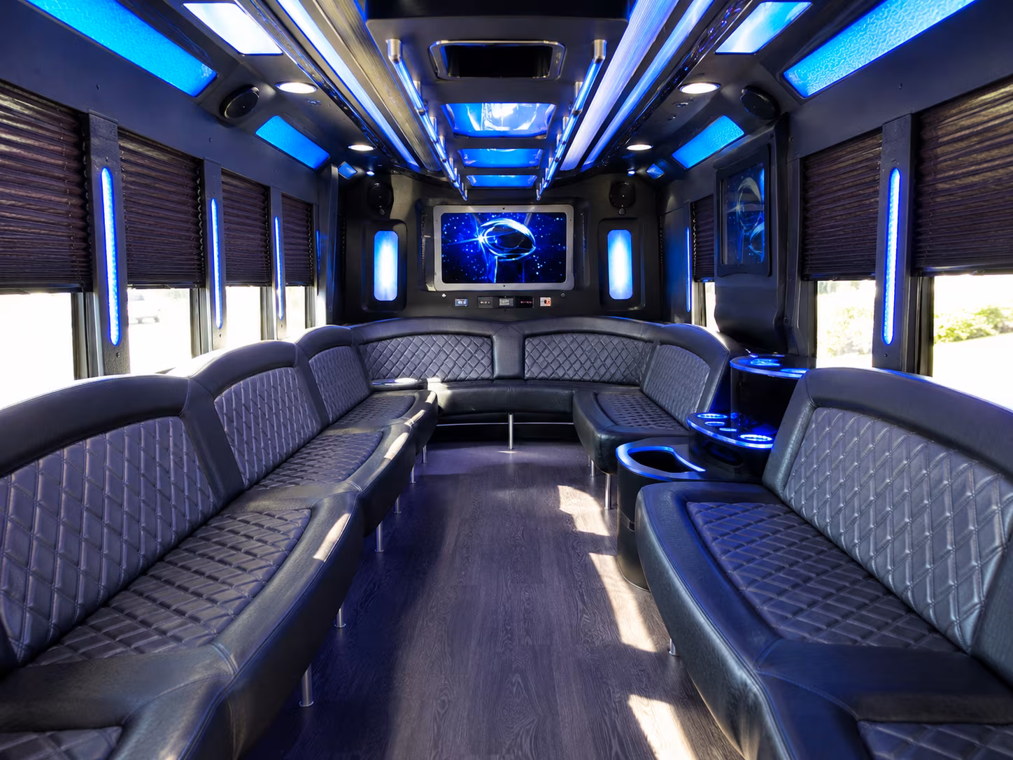 santa ana 28 passenger party bus inside