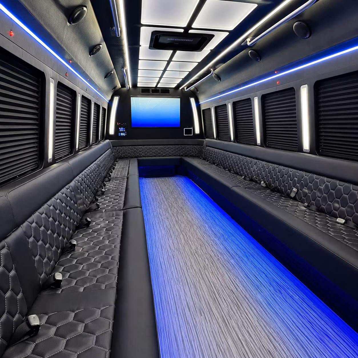 santa ana 50 passenger party bus inside
