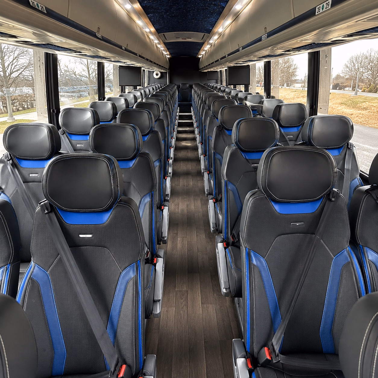 santa ana charter bus rental interior